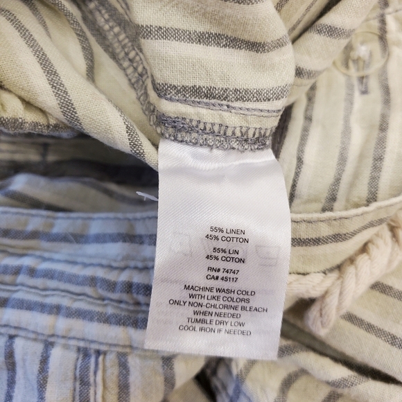 Natural Reflections Ivory Blue Stripe Linen Straight Leg Pants Size L - Picture 7 of 10